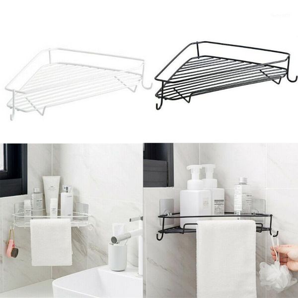 

bathroom kitchen corner shelf rack triangle grip bath storage wall mount holder1