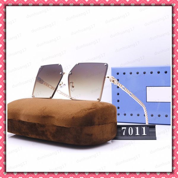 

luxury 7011 sunglasses women designer popular fashion chain style frame summer style uv protection lens come with case, White;black