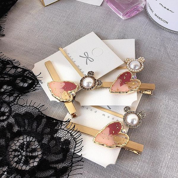 

hair accessories 2021 fashion women pins heart pearl rhinestones small alloy simple clips for girl