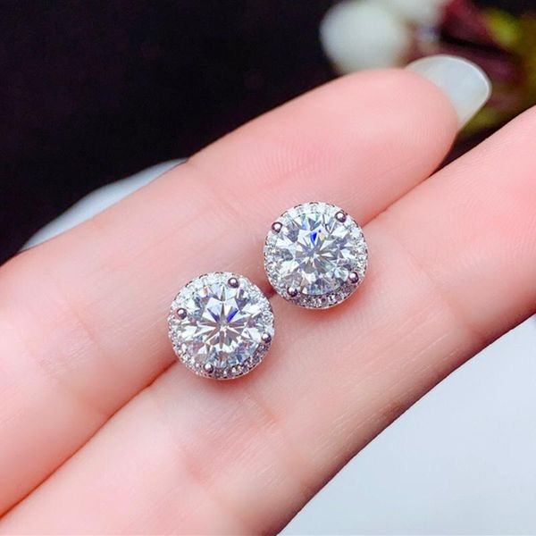 

moissanite stud earring for women wedding party anniversary gift 0.5ct 1ct vvs lab diamond fine jewelry real 925 sterling silver, Golden;silver