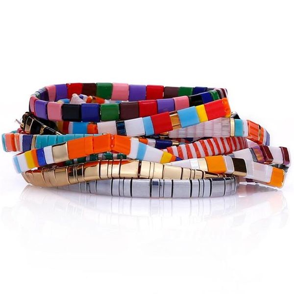 

beaded, strands handmade charm friendship bracelet colorful glass bead pulseras 2021 femme boho rainbow tila beach jewelry wholesale, Black