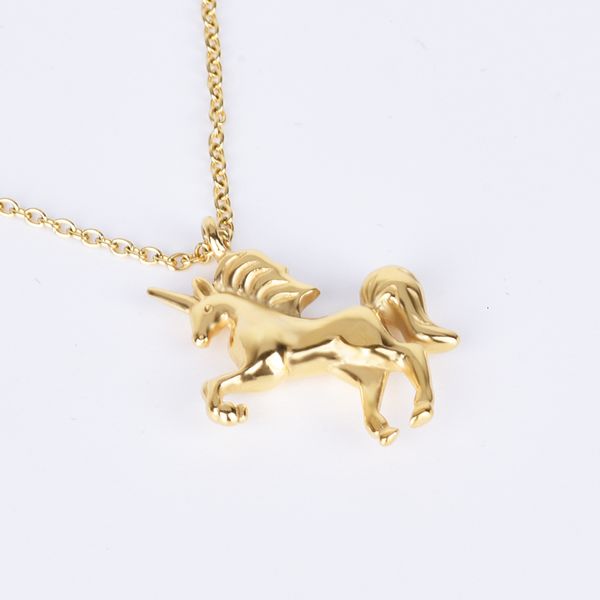 

color jeroot pendant stainless horse steel gold for women jewelry animal unicorn necklace y200918