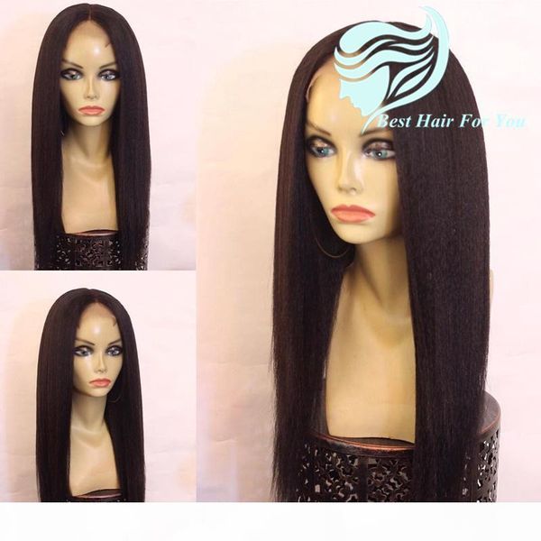 

malaysian human hair light yaki front lace wig bleached knots yaki straight glueless full lace wig with baby hair, Black;brown