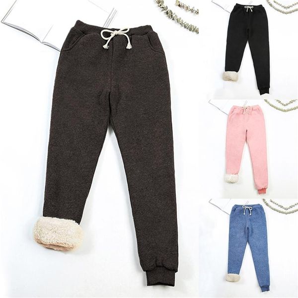 

autumn winter fleece sweatpants for women trousers casual thick velvet loose solod color cashmere sweatpants tracksuit pants, Black;white