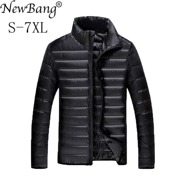 

newbang plus 5xl 6xl 7xl duck down jacket men's feather ultralight down jacket for men park outwear with carry bag overcoat 201114, Black
