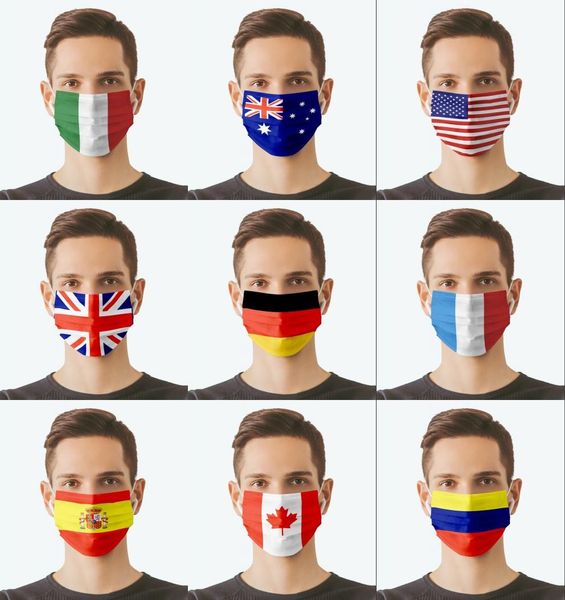 

оптовая продажа новейших масок флагов 3 слои моющиеся повторные настраиваемые настраиваемые пылезащитные рот маски маски дизайнерская партия