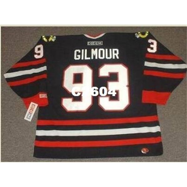 

mens #93 doug gilmour chicago blackhawks 1999 ccm retro alternate hockey jersey or custom any name or number retro jersey, Black