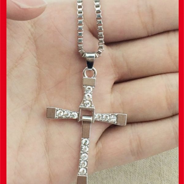 

furious 7 with section alloy diamond cross necklace accessories clavicle domineering male and female couple pendant jewepn7m
