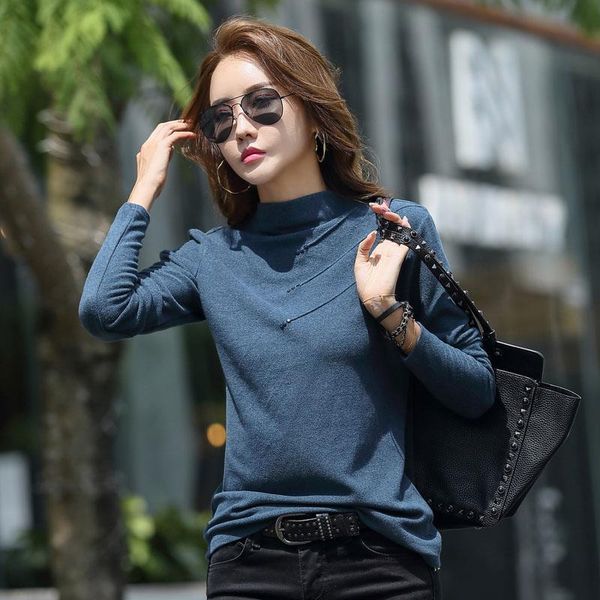 

белая футболка женщины 2020 зимняя одежда camiseta mujer turtleneck с длинным рукавом женщина футболки tee femme t-рубашки, White