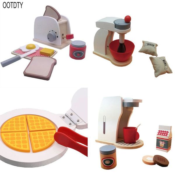 

children's wooden pretend toy set simulation toaster bread machine coffee machine mixer baking tools game mixer kitchen characte lj2010