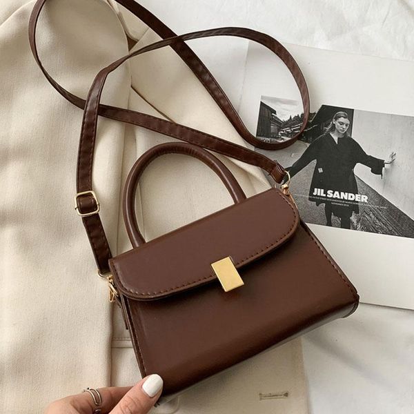 

shoulder bags pu leather fashion square handbag for women brand solid color female crossbody bag retro phone pocket