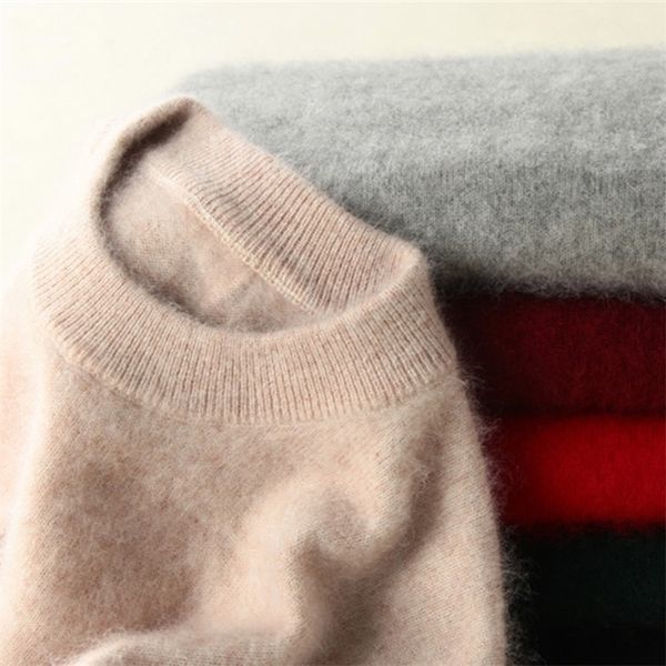 

winter women sweater 100% mink cashmere turtleneck knitted pullovers loose soft warm female long sleeve solid color jumper s-xxl 201130, White;black
