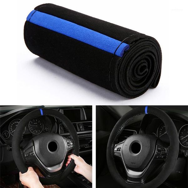 

sport steering wheel cover set accessory universal black+blue protector1