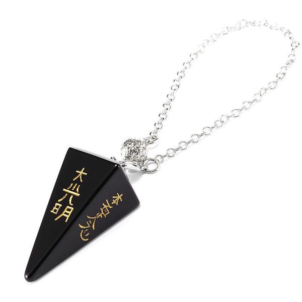 

natural obsidian symbol carving pyramid stone pendulum for biolocation reiki amulet quartz crystal pendulo divinat jllxcl, Black