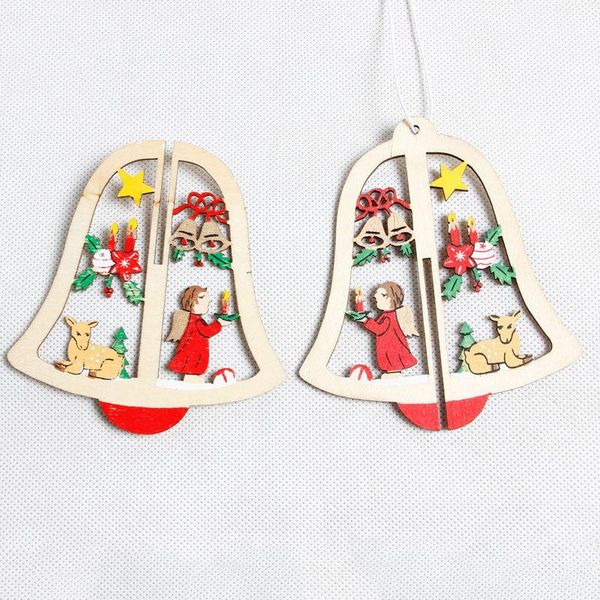 

2 шт. 3d деревянные рождественские украшения колокольчик форма xmas кулон висит орнамент рождественские декор дерева новогоднее украшение дл