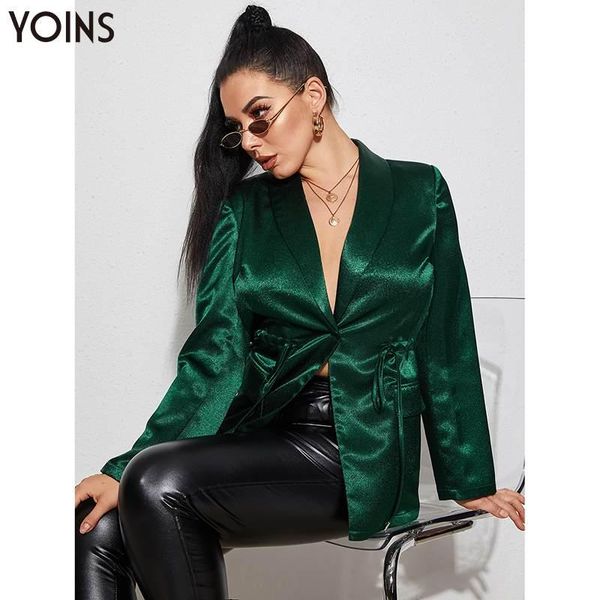 

yoins women blazers fashion lapel cardigan autumn winter long sleeve solid color basic blazer femme elegant office work suits, White;black