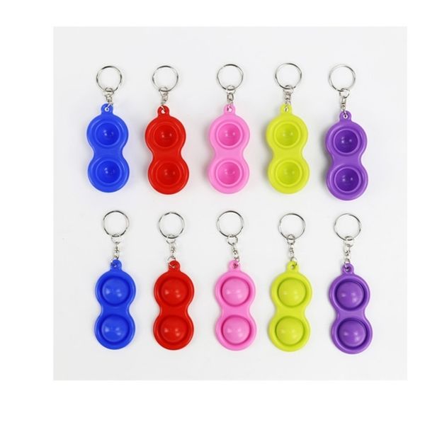 

kids push pop bubble fidget sensory keyring autism special needs stress reliever toys fidget simple dimple toy key chain g12903