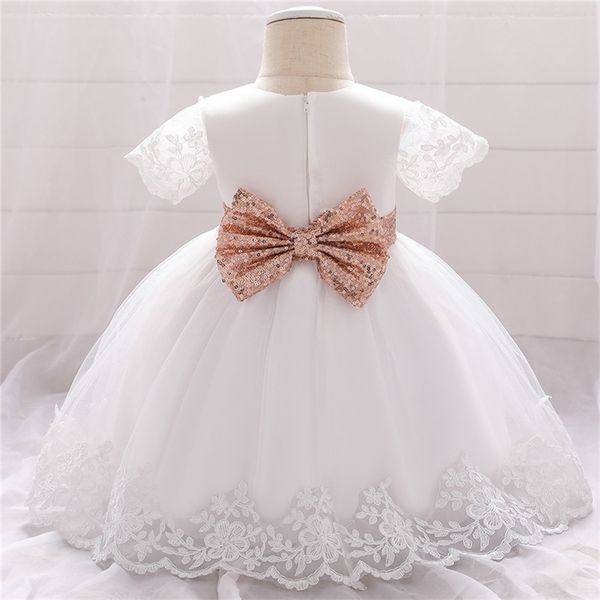 

lace bowknot newborn baptism dress for baby girls first birthday party wedding dress toddler girl christening vestidos lj201221, Red;yellow