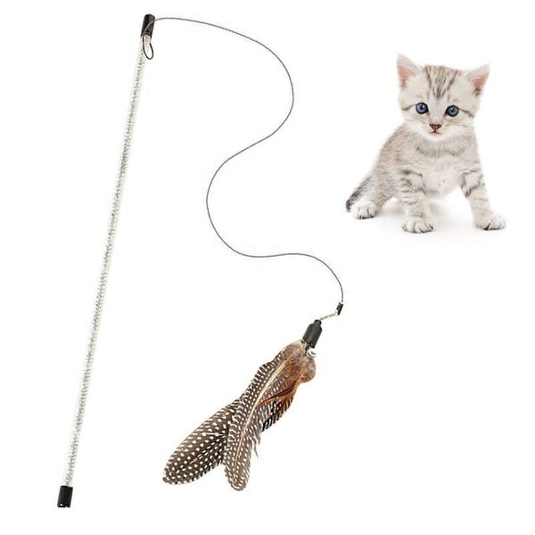 

1pc cat teaser wand fake feather bell decor cat interactive toy cat training toy pet qylreq