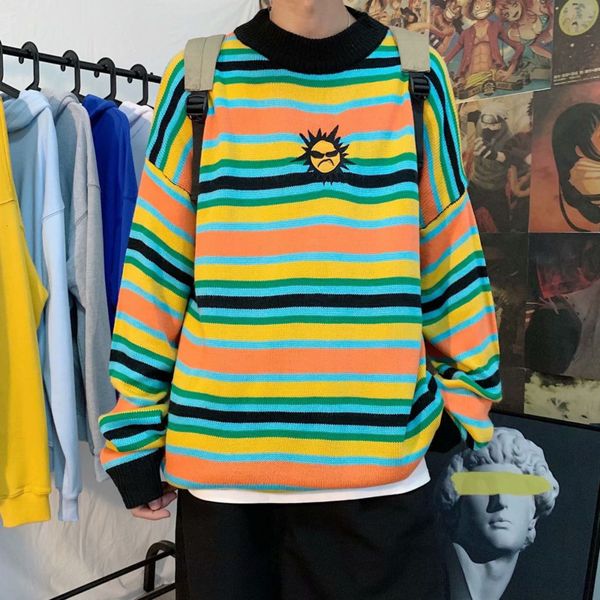 

2021 new new style stripe hip tide sweater striped boys collar youth blue cargo clothes sale qyeu, White;black