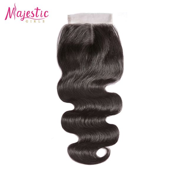 

lx brand majestic girls onecut hair body wave 4x4 lace closure brazilian remy hair natural color body wave lace closure 100% human hairfacto, Black