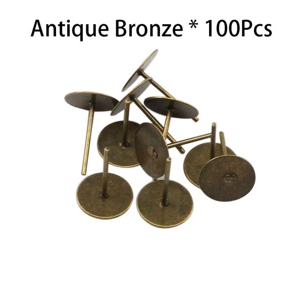 

100pcs/lot stud earring blank base fit 4 5 6 8 10mm cabochon cameo settings gold ear post for jewelry making diy supplies wmtbts