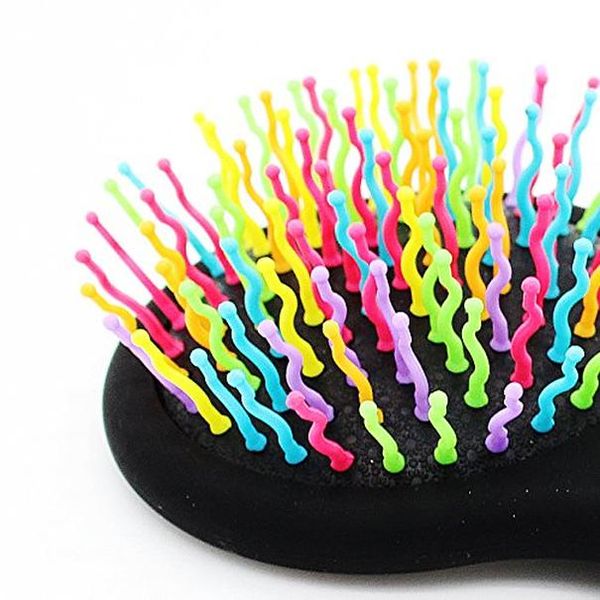 

hair comb professional rainbow comb rainbow volume magic hair curl straight massage comb brush mirror styling tools f wmtvya, Silver