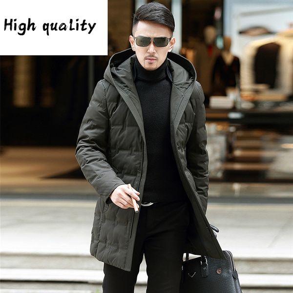 

men winter jacket coat mens white duck down jackets thick men's clothing korean parkas hoodec clothes male veste lxr424 q1215, Black