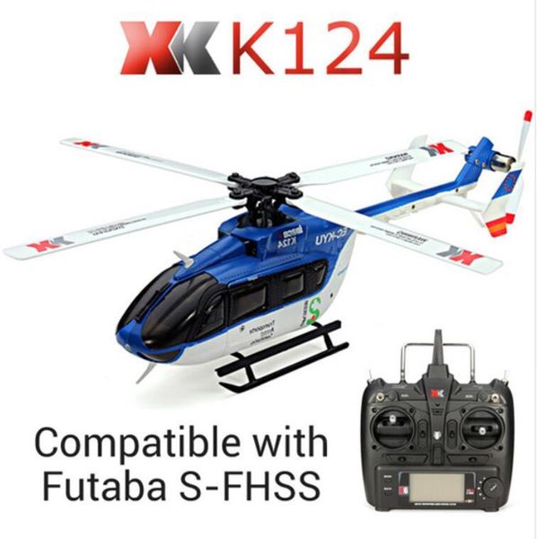

drones original xk k124 ec145 6ch brushless motor 3d 6g system rc helicopter compatible with futaba s-fhss rtf vs wltoys v977