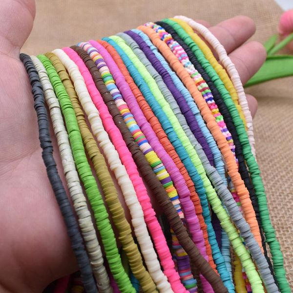 

4x1mm color flat round handmade round polymer clay chip disk loose spacer beads for diy jewelry making necklace bracelet finding bbylml