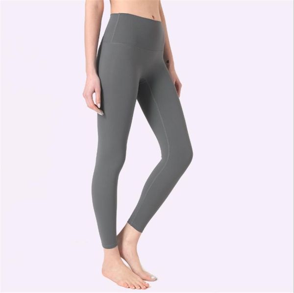 

yoga outfits 2021 women's nude vital pants no embarrassment line high waist hip-lifting elastic fitness sports nine minutes ds67, White;red