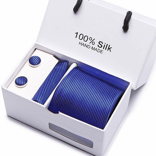 

joy alice ties for men business wedding party mens tie geometric silk neck tie classic hanky cufflinks set gift box, Black;gray