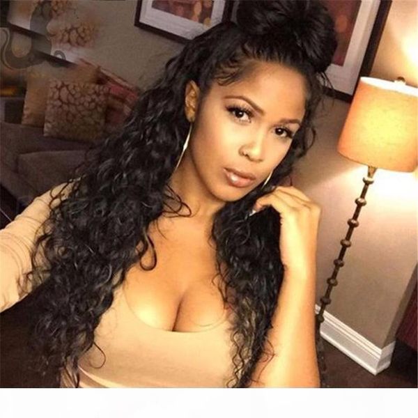 

8a glueless full lace human hair wigs for black women curly wave lace front human hair wigs brazilian virgin hair lace wig, Black;brown