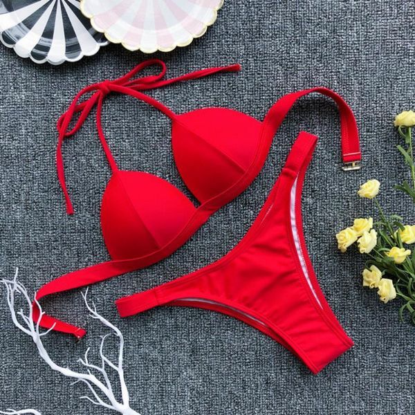 

womail women bikini set mid waisted swimwear push-up padded solid bra swimsuit multicolors beachwear i3012181, White;black