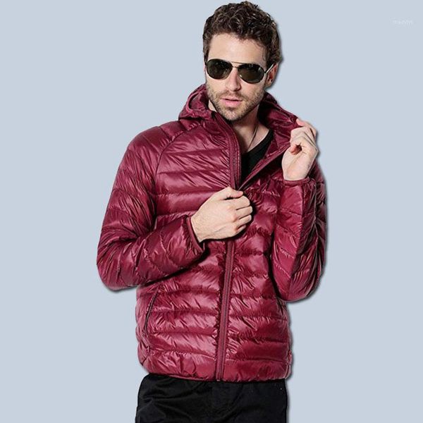 

mens slim coat jacket spring/autumn duck down filler fashion light thin male basic hooded coats size:s-5xl chamarras para hombre1, Black;brown