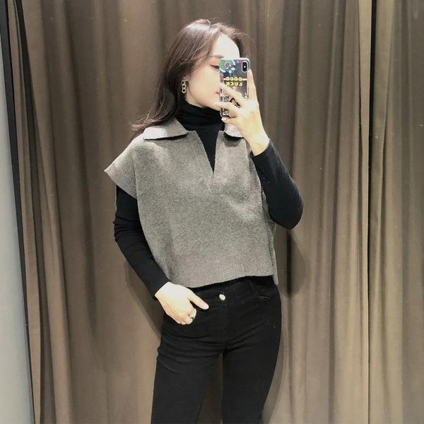 

women's sweaters knitted vest sleeveless casual in winter 2021, White;black