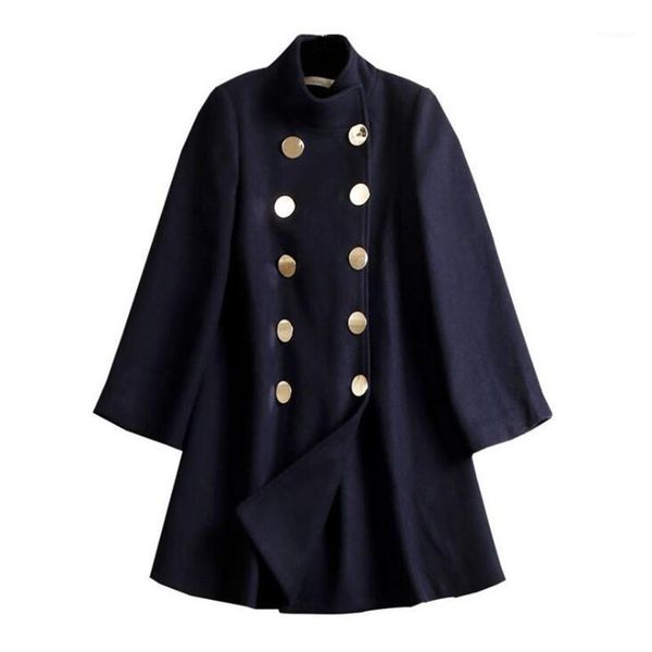 

runway fashion loose cloak woolen coat female 2020 autumn and winter double-breasted wool women's coat1, Black