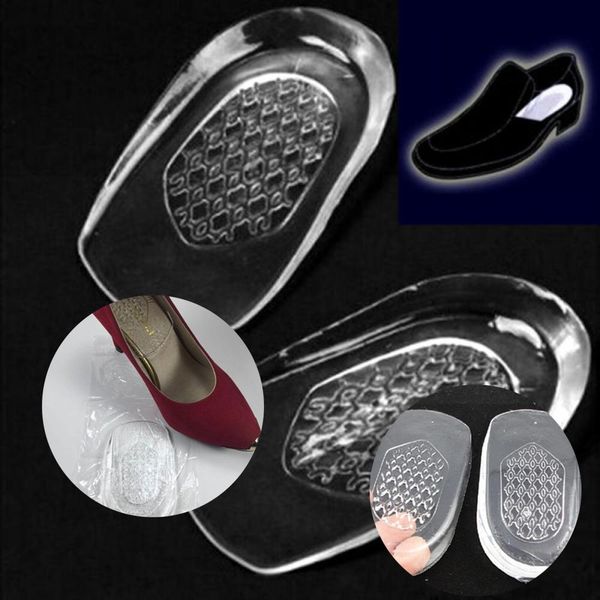 

1pair silicone gel feet cushion foot heel cup elastic care massaging half pain relief foot care soft insert insole shoe pad wmtwxf, Silver