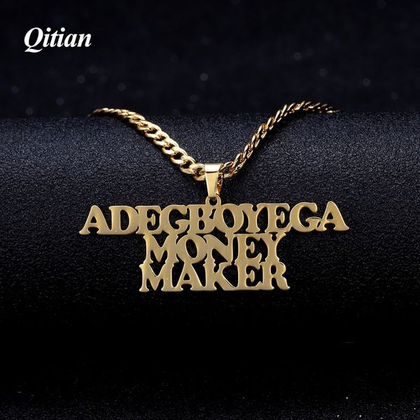 

gold jewelry personalized name chain custom stainless steel nameplate pendant necklace gift for boyfriend q1114, Silver