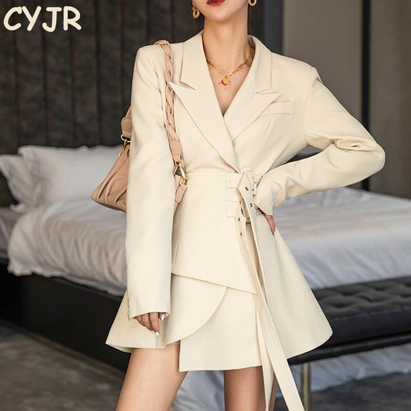 

blazer dress women mini party office lady elegant dress female one-piece korean sashes long sleeve clothes autumn 2021, Black;gray
