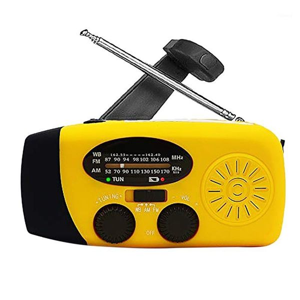 

radio solar emergency am/fm/noaa weather 1000mah hand crank with 3 led (yellow)1