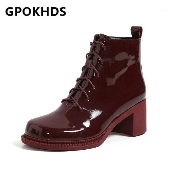 

gpokhds 2021 women ankle boots cow leather winter short plush round toe zipper high heels female boots size 401, Black