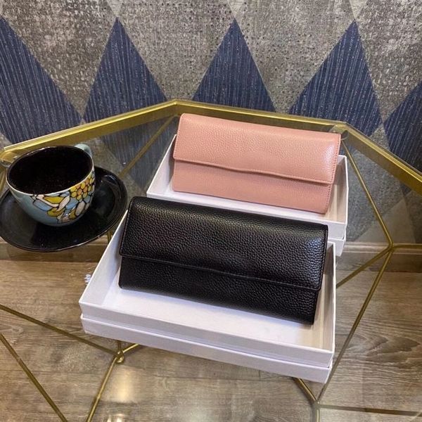 

2021 designer women's long wallets leather fashion high-quality 19cm two fold zero wallet men's handbag credit card clip walletss, Red;black