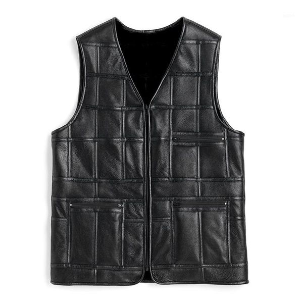 

real sheep fur vest1, Black;white
