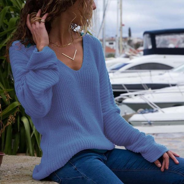 

loose casual thin womens sweater red black blue pullovers v neck long sleeve female autumn winter clothes fashion streetwear, White;black