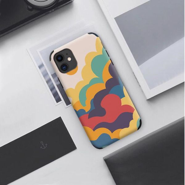 

european and american retro rainbow to map customized mobile phone case for apple iphone 12 pro max mobile phone case wireless charger