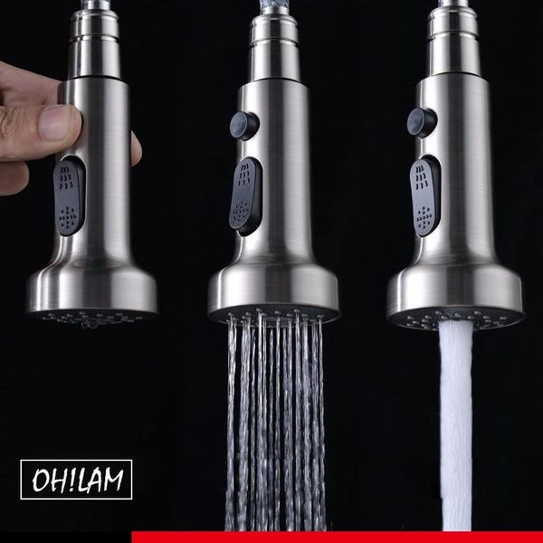 

faucet sprayer head pull out sprayer kitchen sink faucet replacement part 3 fuction spout head chrome/brushed nickel finish/orb