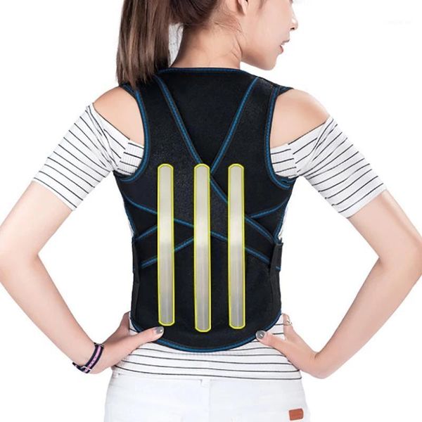 

back support kids boys girls lumbar belt posture corrector neoprene vest orthopedic brace spine straightener corset1, Black;blue