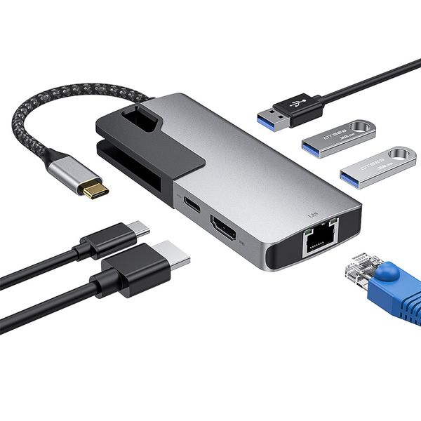 

guangzhou juropin for 6 in 1 usb type c hub with pd charging 4k hd-ml adapter