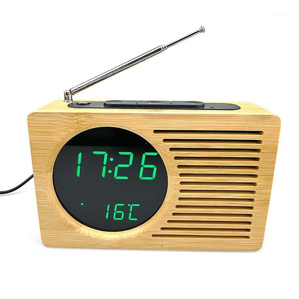 

other clocks & accessories silent bedside vintage alarm clock desk travel bamboo bedroom radio sounds control home led digital decorative1